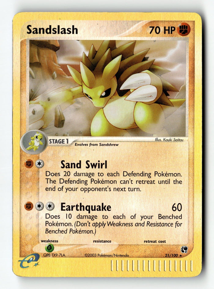 Pokemon Card Sandslash Reverse Holo LP Sandstorm 21/100