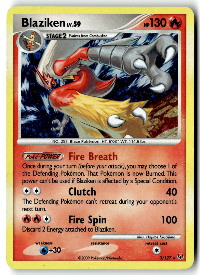Pokemon Card Blaziken LP Platinum Holo Rare 3/127