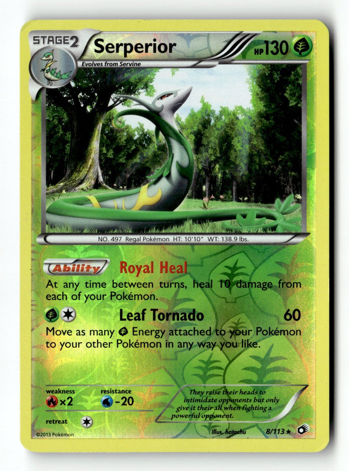 Pokemon Card Serperior Reverse Holo LP Legendary Treasures 8/113
