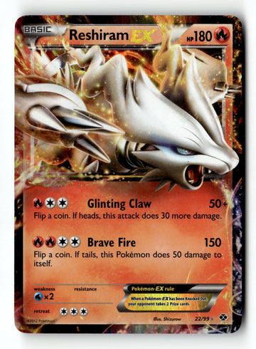 Pokemon Card Reshiram EX Holo LP Next Destinies Ultra Rare 22/99