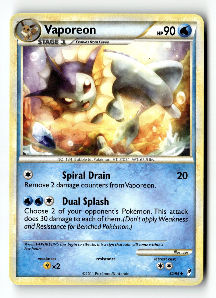Pokemon Card Vaporeon LP Call of Legends 52/95