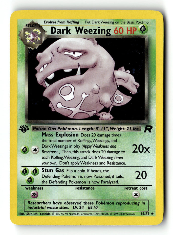 Pokemon Card Dark Weezing (14) LP Team Rocket 1st Edition Holo Rare 14/82