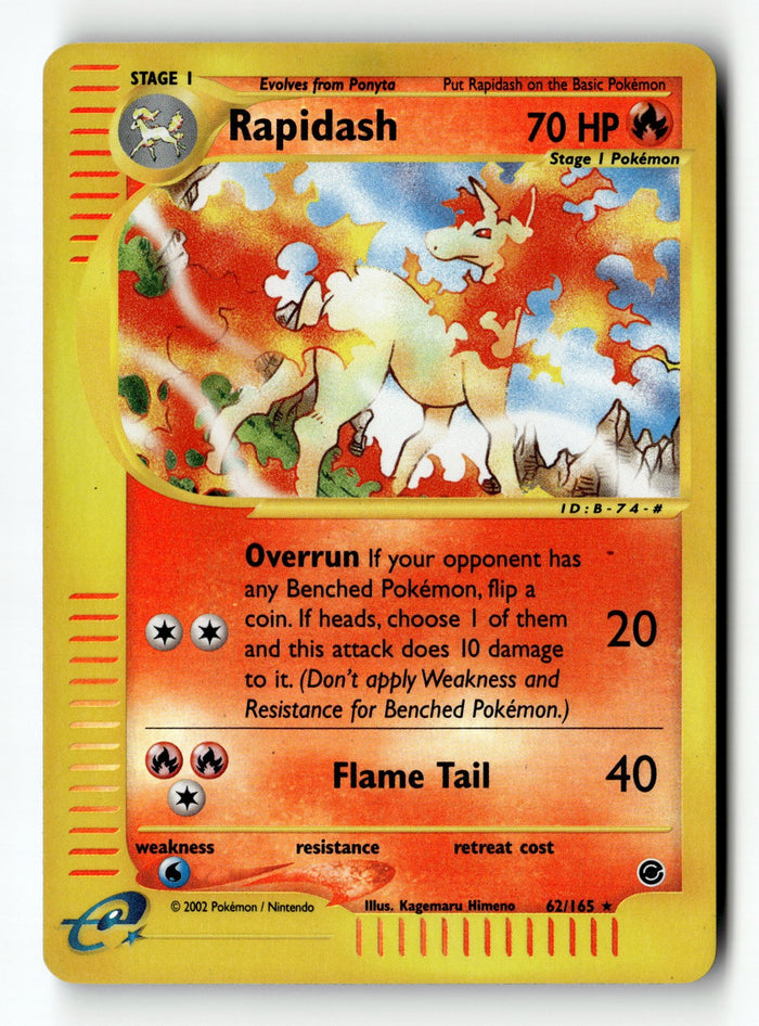 Pokemon Card Rapidash Reverse Holo LP Expedition Rare 062/165