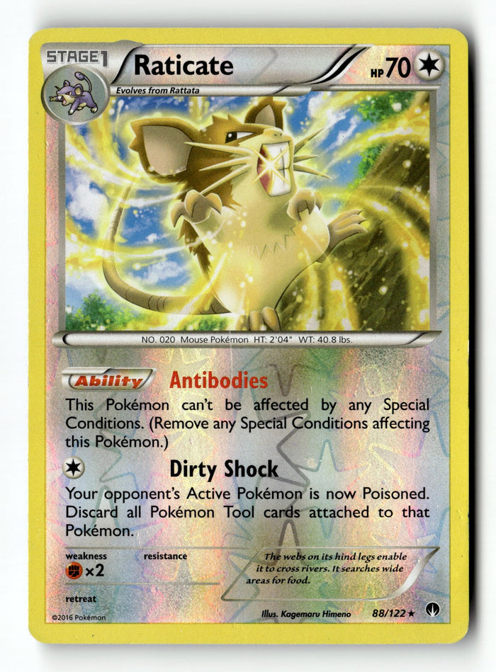 Pokemon Card Raticate Reverse Holo LP XY - BREAKpoint Rare 88/122