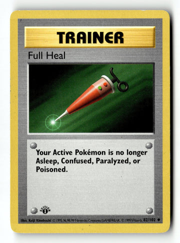 Pokemon Card Full Heal LP Base Set (Shadowless) 1st Edition Uncommon 082/102
