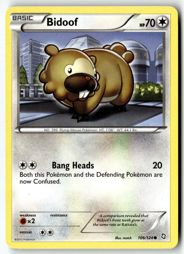 Pokemon Card Bidoof LP Dragons Exalted Common 106/124