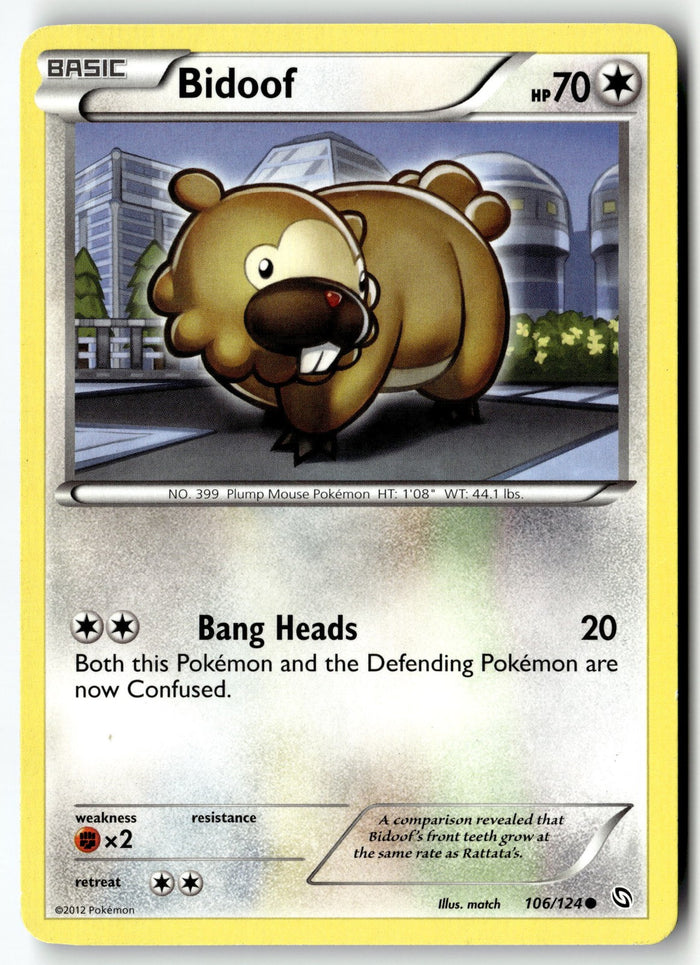 Pokemon Card Bidoof LP Dragons Exalted Common 106/124