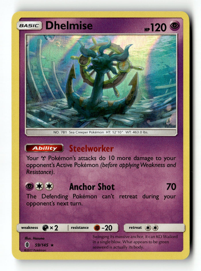 Pokemon Card Dhelmise LP SM - Guardians Rising Holo Rare 59/145