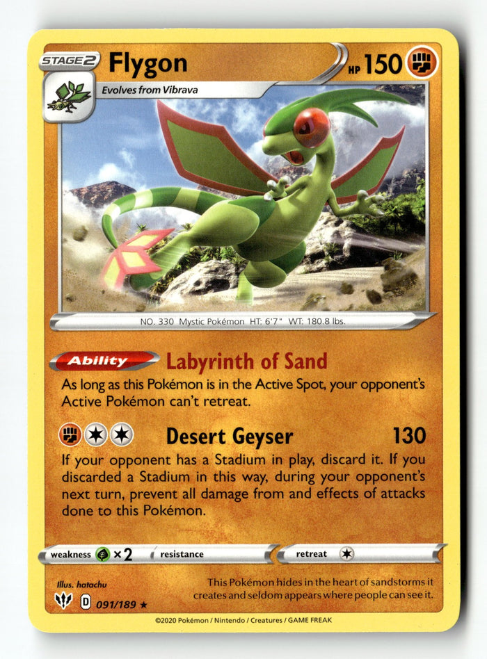 Pokemon Card Flygon LP SWSH03: Darkness Ablaze Rare 091/189