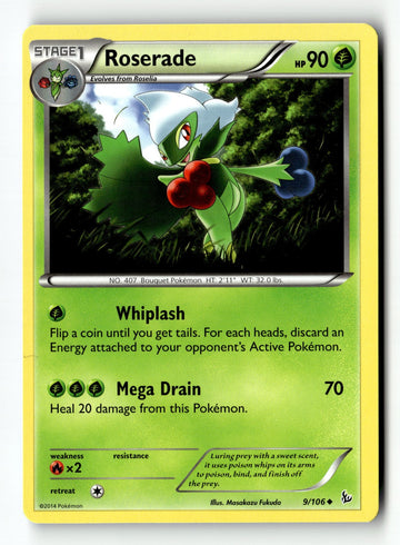 Pokemon Card Roserade Normal LP XY - Flashfire Uncommon 9/106