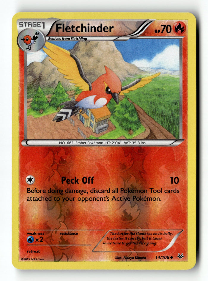 Pokemon Card Fletchinder LP XY - Roaring Skies Reverse Holo Uncommon 14/108