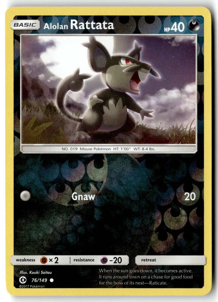 Pokemon Card Alolan Rattata LP SM Base Set Reverse Holo Common 76/149