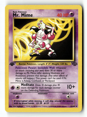 Pokemon Card Mr. Mime (22) 1st Edition LP Jungle 22/64