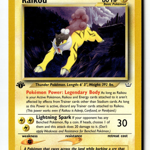 Pokemon Card Raikou (22) 1st Edition LP Neo Revelation Rare 22/64