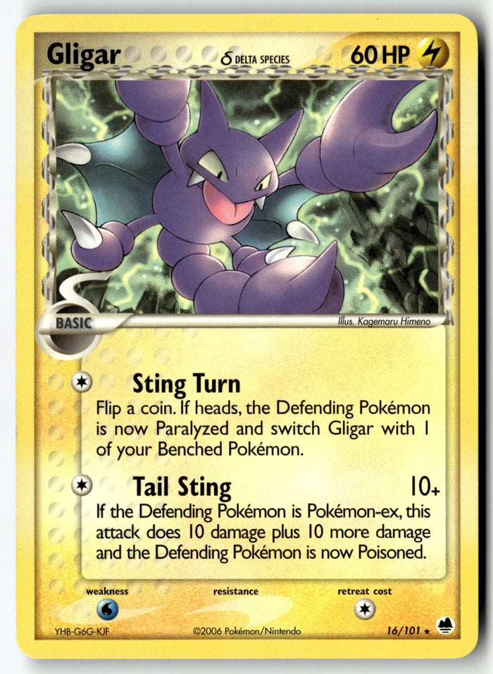 Pokemon Card Gligar (Delta Species) LP Dragon Frontiers Rare 16/101