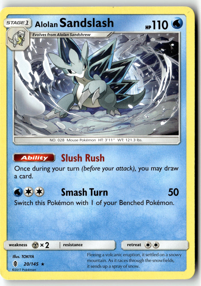 Pokemon Card Alolan Sandslash LP SM - Guardians Rising Rare 20/145