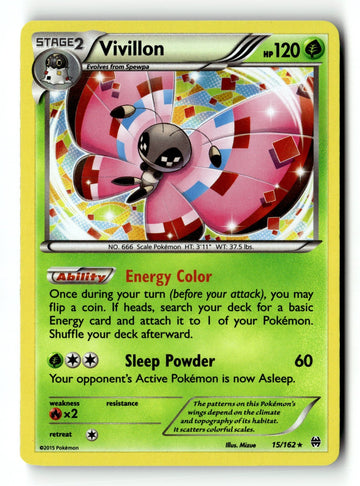Pokemon Card Vivillon Holo LP XY - BREAKthrough 15/162