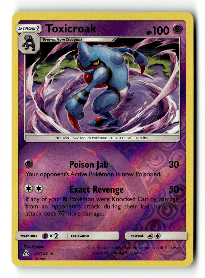 Pokemon Card Toxicroak Reverse Holo LP SM - Ultra Prism 57/156