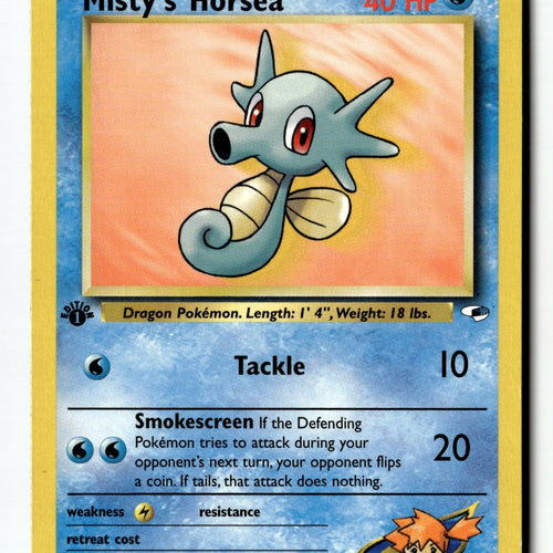 Pokemon Card Misty's Horsea 1st Edition LP Gym Heroes 086/132