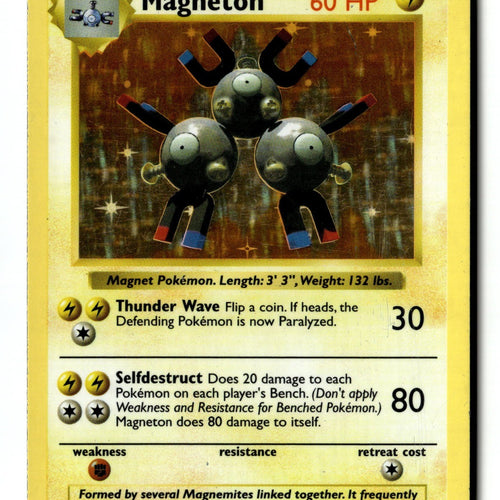 Pokemon Card Magneton Unlimited Holo LP Base Set (Shadowless) 9/102