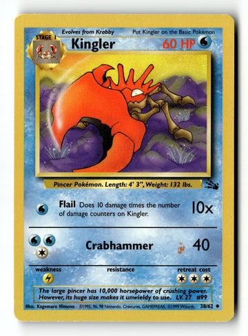 Pokemon Card Kingler LP Fossil Uncommon 38/62