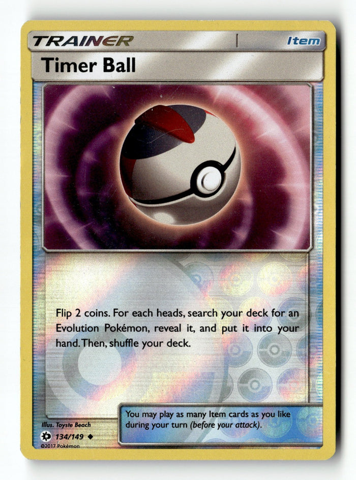 Pokemon Card Timer Ball Reverse Holo LP SM Base Set 134/149