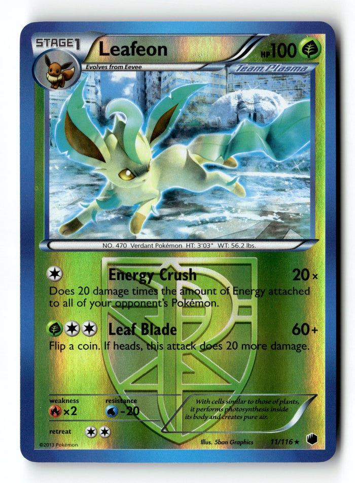 Pokemon Card Leafeon Team Plasma LP Plasma Freeze Reverse Holo Rare 11/116