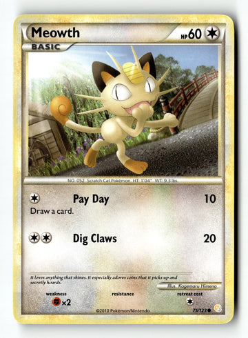 Pokemon Card Meowth LP HeartGold SoulSilver 75/123