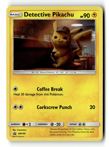 Pokemon Card Detective Pikachu LP SM Promos Promo SM190
