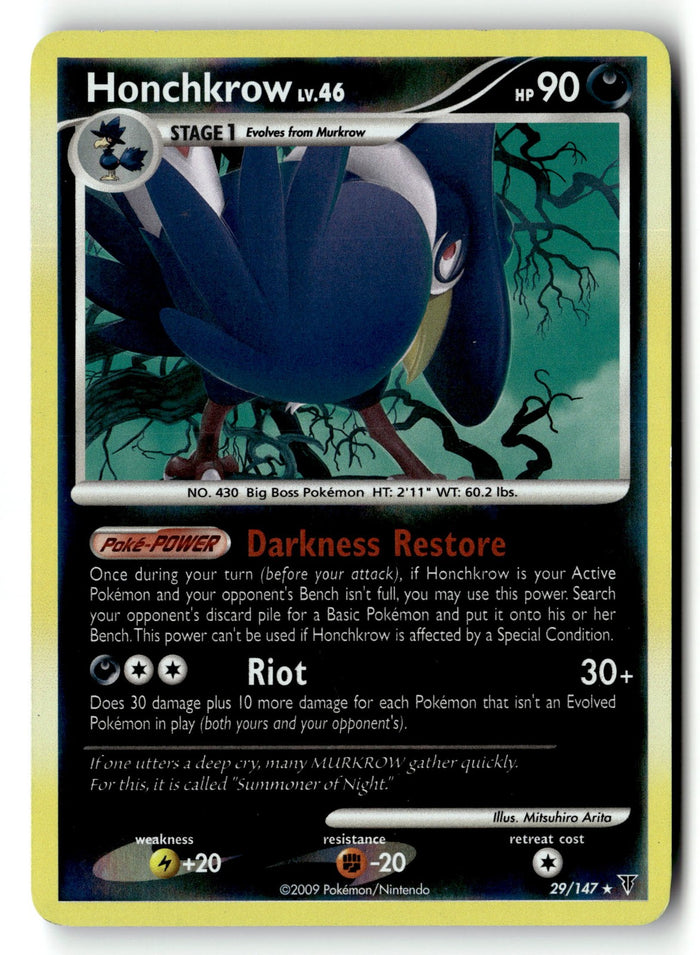 Pokemon Card Honchkrow LP Supreme Victors Rare 29