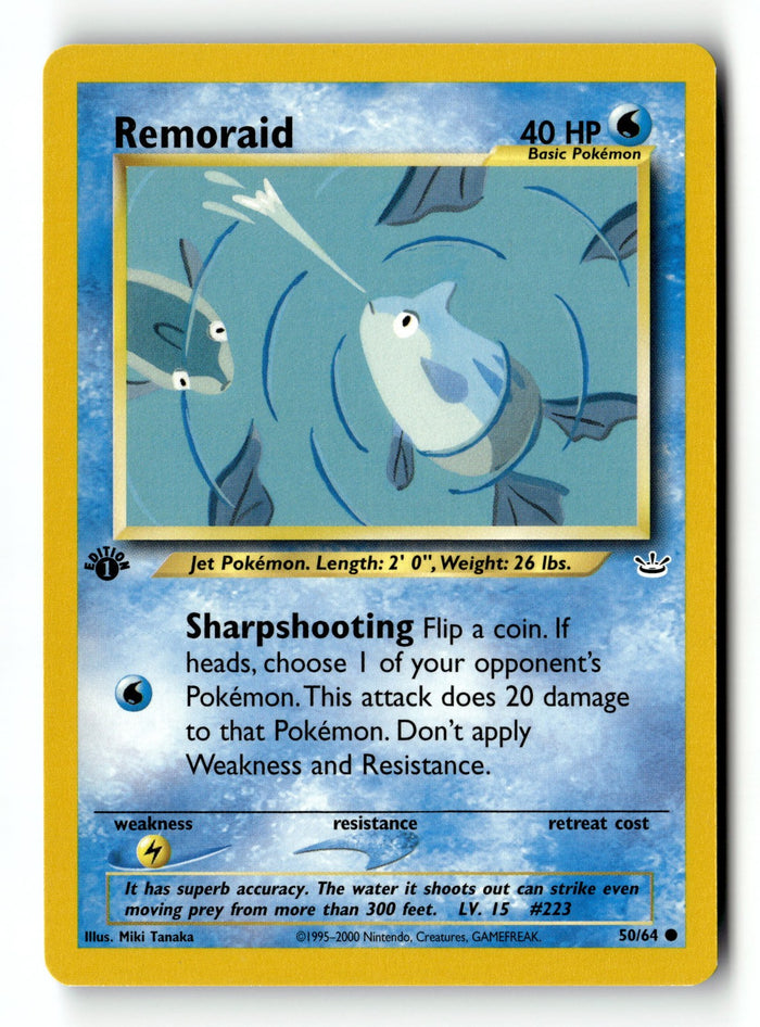Pokemon Card Remoraid 1st Edition LP Neo Revelation Common 50/64