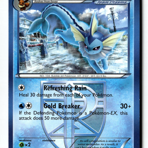 Pokemon Card Vaporeon (Team Plasma) LP Plasma Freeze 20/116