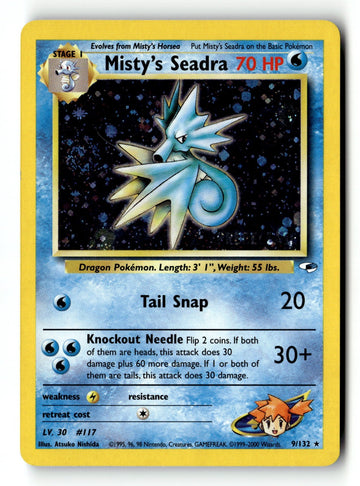 Pokemon Card Misty's Seadra Unlimited Holo LP Gym Heroes 9/132
