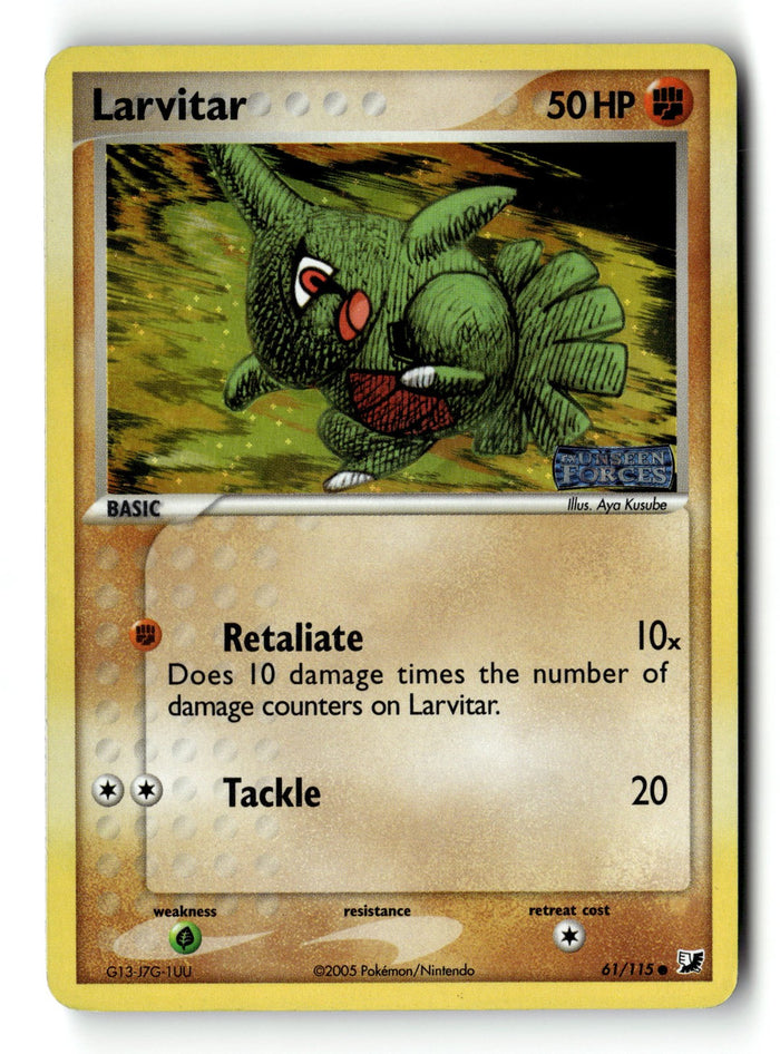 Pokemon Card Larvitar LP Unseen Forces Reverse Holo Common 61/115
