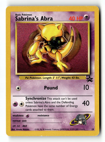 Pokemon Card Sabrina's Abra LP WoTC Promo 19