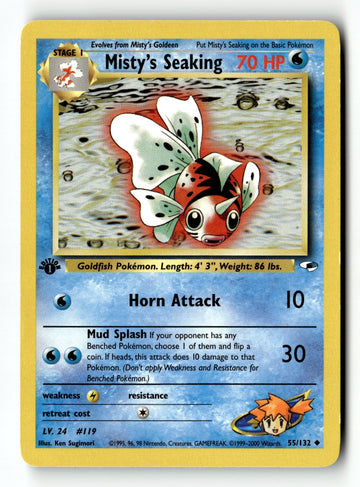 Pokemon Card Misty's Seaking 1st Edition LP Gym Heroes 055/132