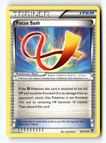 Pokemon Card Focus Sash LP XY - Furious Fists Uncommon 91/111