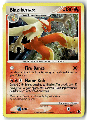 Pokemon Card Blaziken LP Great Encounters Holo Rare 1/106