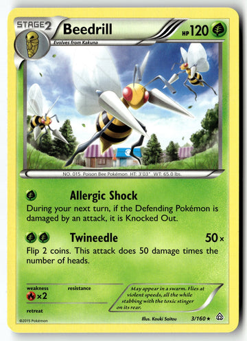 Pokemon Card Beedrill LP XY - Primal Clash Rare 3/160