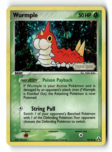 Pokemon Card Wurmple Reverse Holo LP Legend Maker 70/92