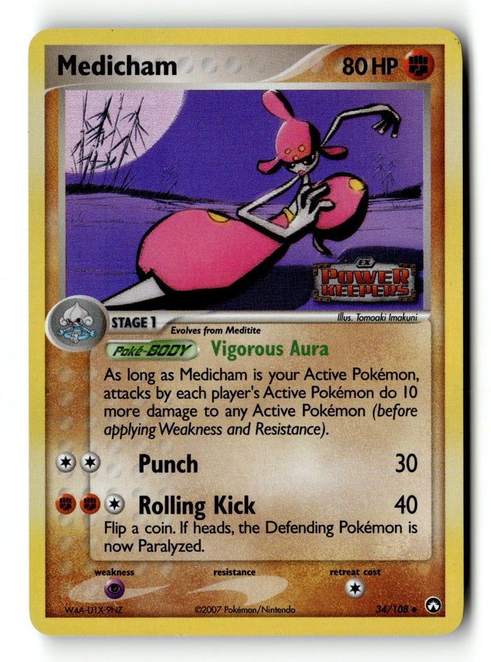 Pokemon Card Medicham Reverse Holo LP Power Keepers 34/108