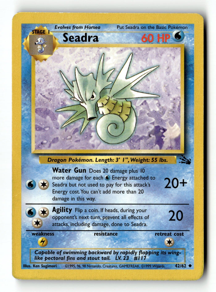 Pokemon Card Seadra Unlimited LP Fossil 42/62