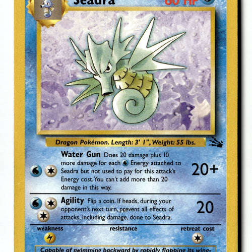 Pokemon Card Seadra Unlimited LP Fossil 42/62