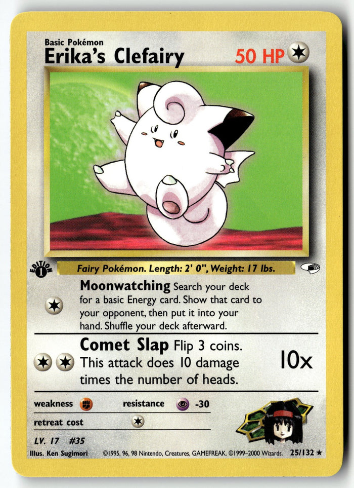 Pokemon Card Erika's Clefairy LP Gym Heroes 1st Edition Rare 25/132