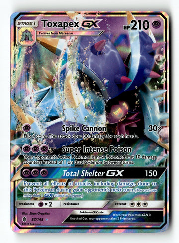 Pokemon Card Toxapex GX Holo LP SM - Guardians Rising 57/145