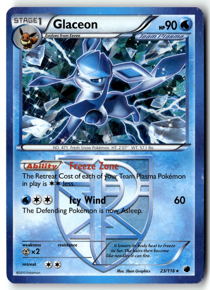 Pokemon Card Glaceon - BW Plasma Freeze LP Deck Exclusives Holo Rare 023/116