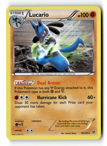 Pokemon Card Lucario (78) LP Plasma Storm Holo Rare 78/135