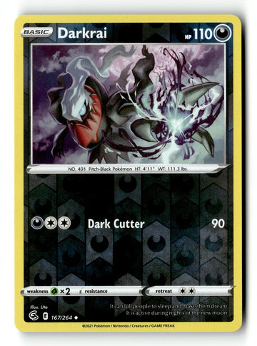 Pokemon Card Darkrai LP SWSH08: Fusion Strike Reverse Holo Uncommon 167/264