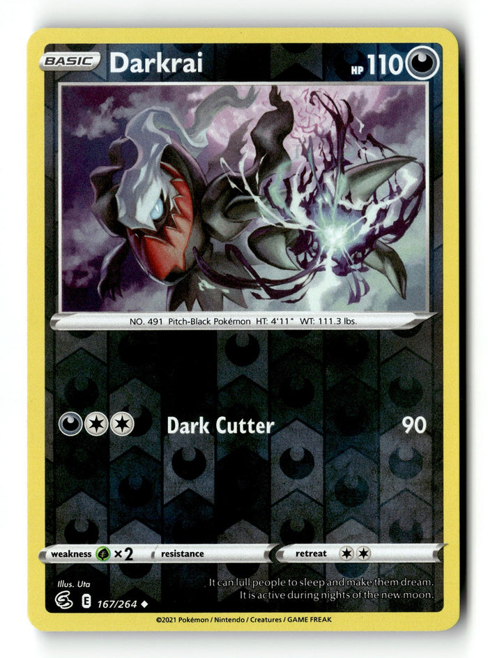 Pokemon Card Darkrai LP SWSH08: Fusion Strike Reverse Holo Uncommon 167/264