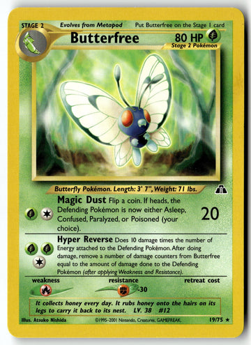 Pokemon Card Butterfree LP Neo Discovery Rare 19/75